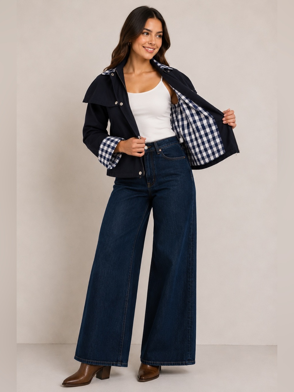 Navy Women's Cape-Detail Button Jacket - Picture 3 of 5